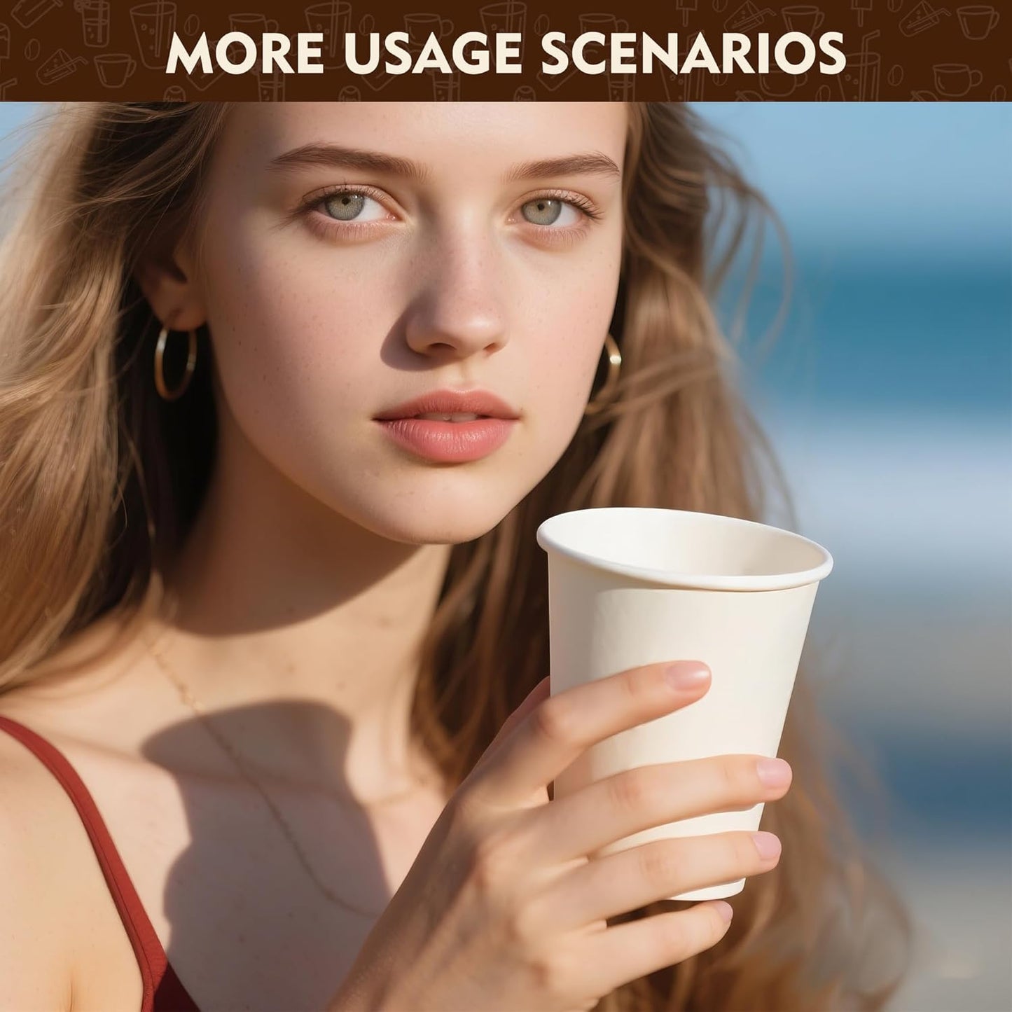 YEEHAW 8 oz Coffee Cups 500 Pack, Disposable paper cups 8 oz, White Hot Drinking Cups