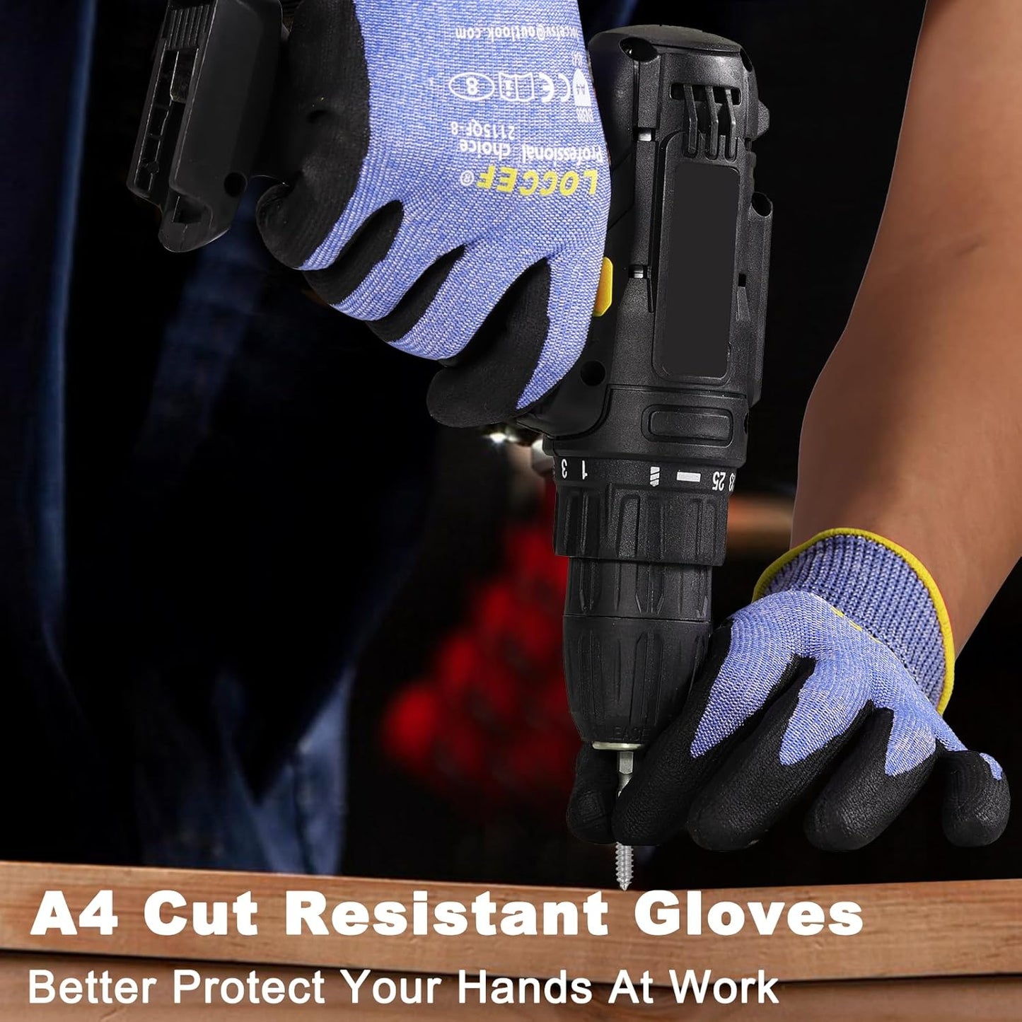 LOCCEF 3 Pairs Safety Work Gloves,Touchscreen Compatible, Superior Dexterity,Level 5/A4 Cut Resistant Work Gloves