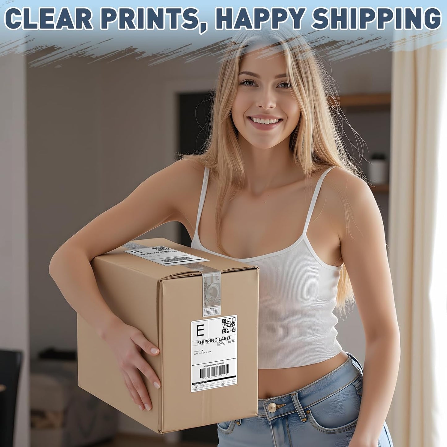 JTIEO 4" x 6" Thermal Labels, 3000 Fanfold Direct Thermal Shipping Labels, Perforated White, Commercial Grade with Permanent Adhesive,Compatible with Most Thermal Printers.