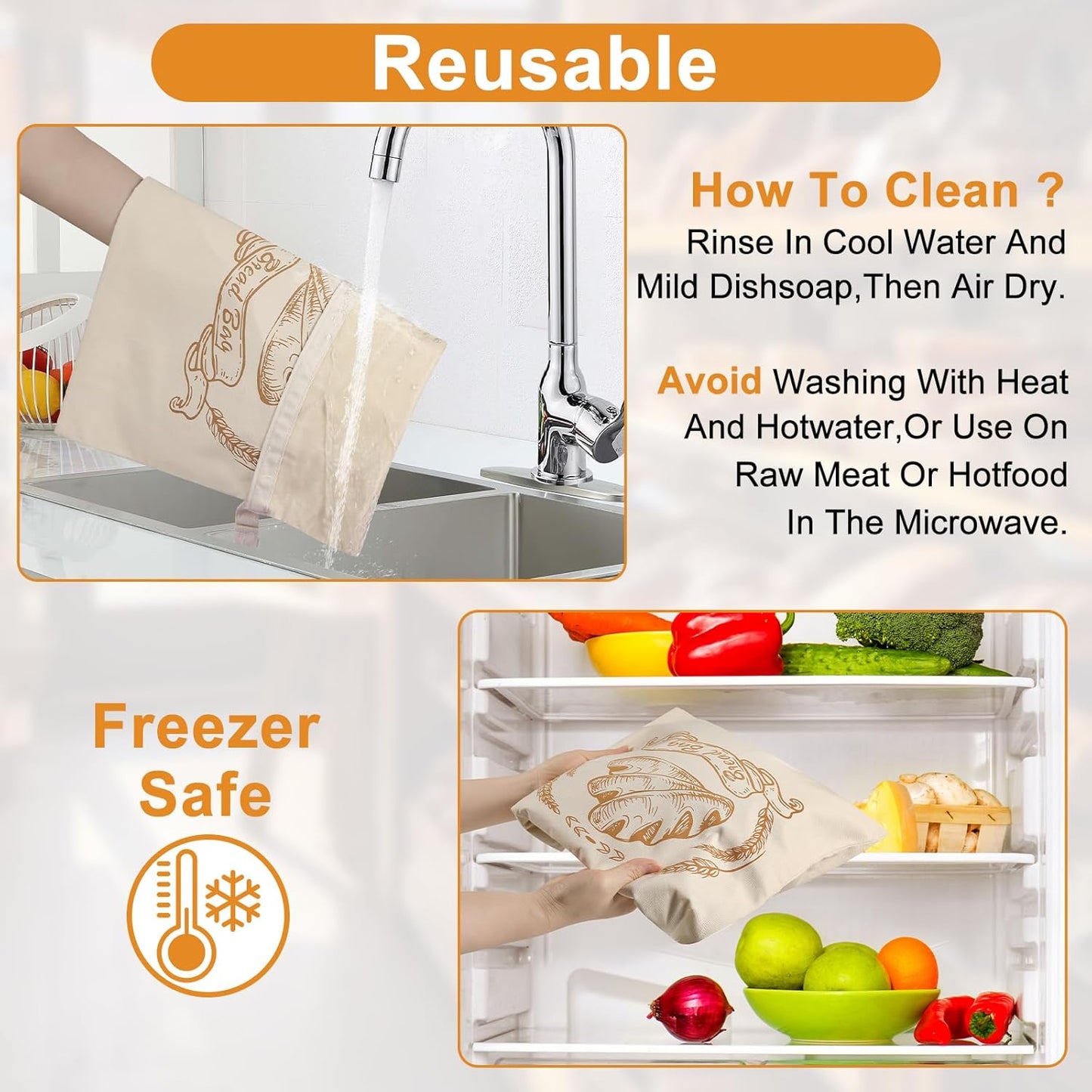 4 Pack Reusable Linen Bread Bags for Homemade,Organic Linen Bread Bag for Homemadesourdough 17 x3 inches Food Storage Cloth Bag,Keep Fresh and Upgrade Large Capacity Portable