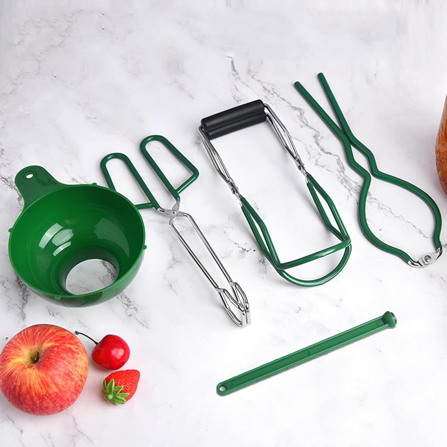 5PCS Canning Supplies Canning Kit, Canning Essentials Set Include Tongs, Wide Mouth Funnel, Jar Lifter, Jar Wrench, Magnetic Lid Lifter, Stainless Steel Anti-Scald Clip Suit (Green)