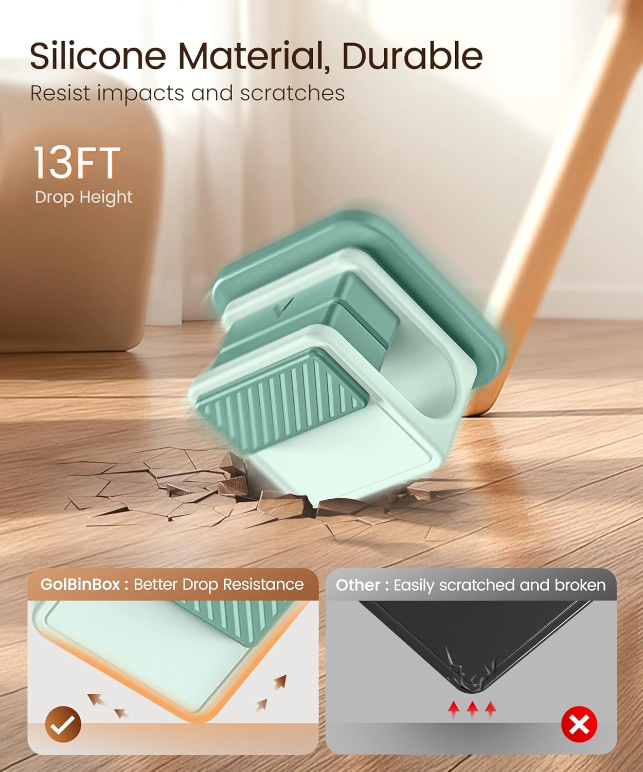 6 Pack Magnetic Cable Clips, Glow in The Dark Cable Holders, GolbinBox Cord Organizer with Shockproof Silicone, Fits up to 8mm Adhesive Cord Clips for Desk, Wall, Nightstand, Car, Home, Office, Green