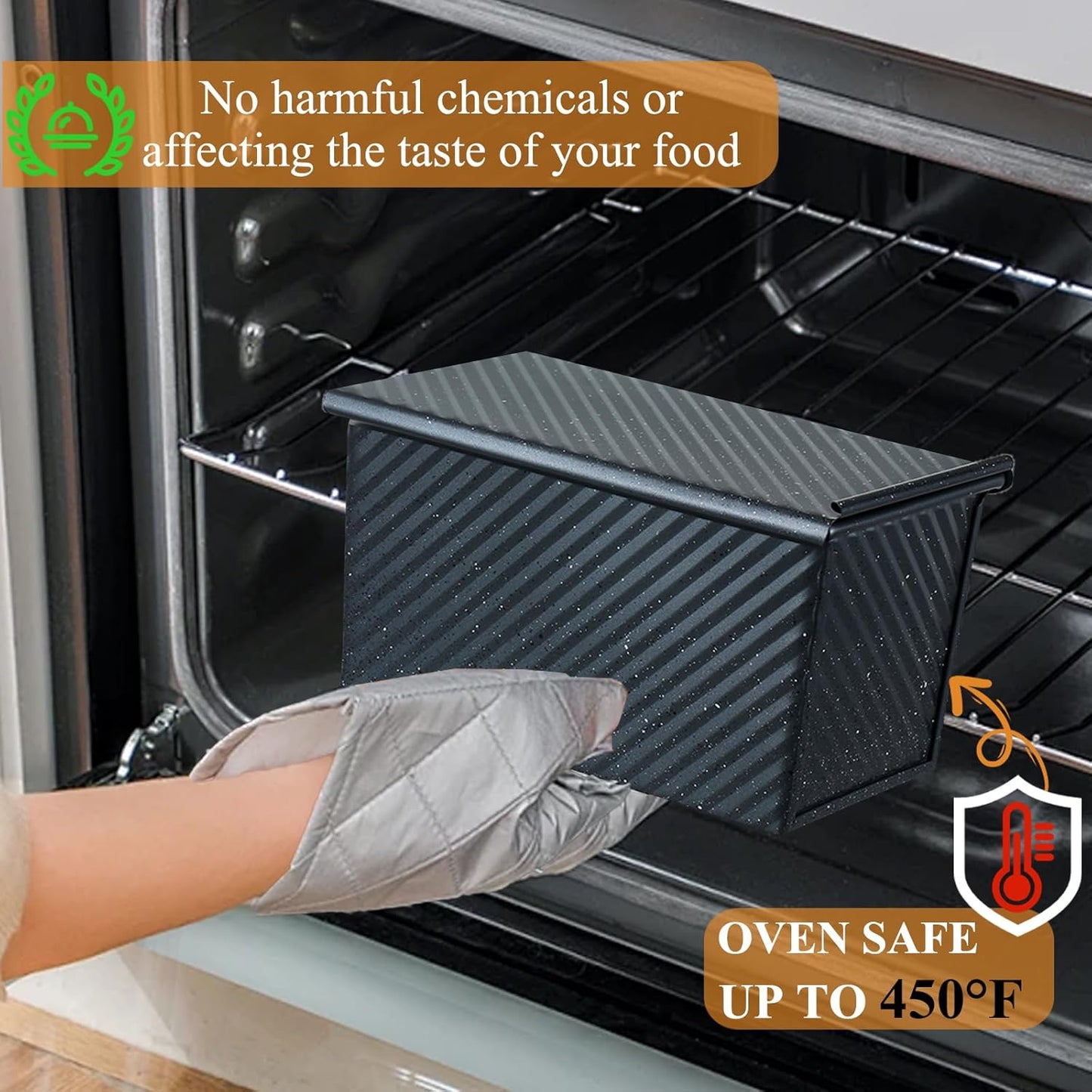 SS&CC Pullman Loaf Pan with Lid, 1LB Carbon Steel Nonstick Bread Baking Pan - Heavy Duty Loaf Pans for Homemade, Sourdough & Sandwich Bread, Bread Loaf Pan with Cover