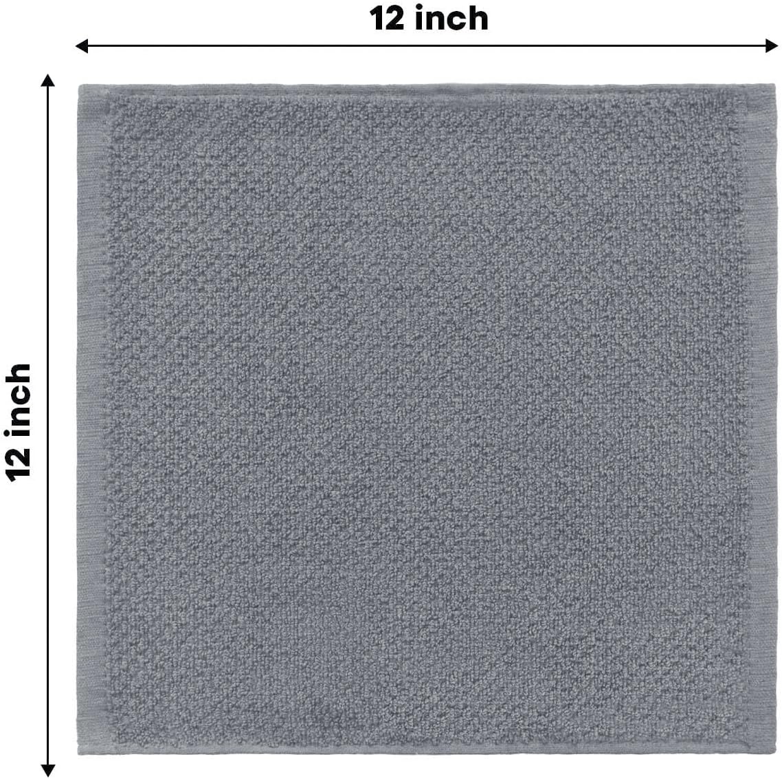 Artoid Mode Ring Spun Cotton Grey Dishcloth Kitchen Towels, 12x12 Inch Ultra Soft Absorbent Quick Drying Household Cleaning Kitchen Rags Set of 6