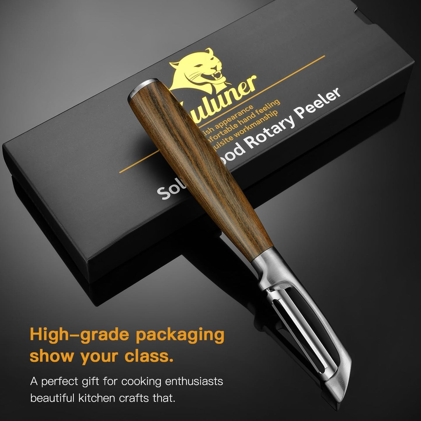 Premium I Type 304 Stainless Steel Multifunctional Kitchen Peeler Real Wood Handle Ultra Sharp Blade Vegetable Potato Apple(Agarwood)