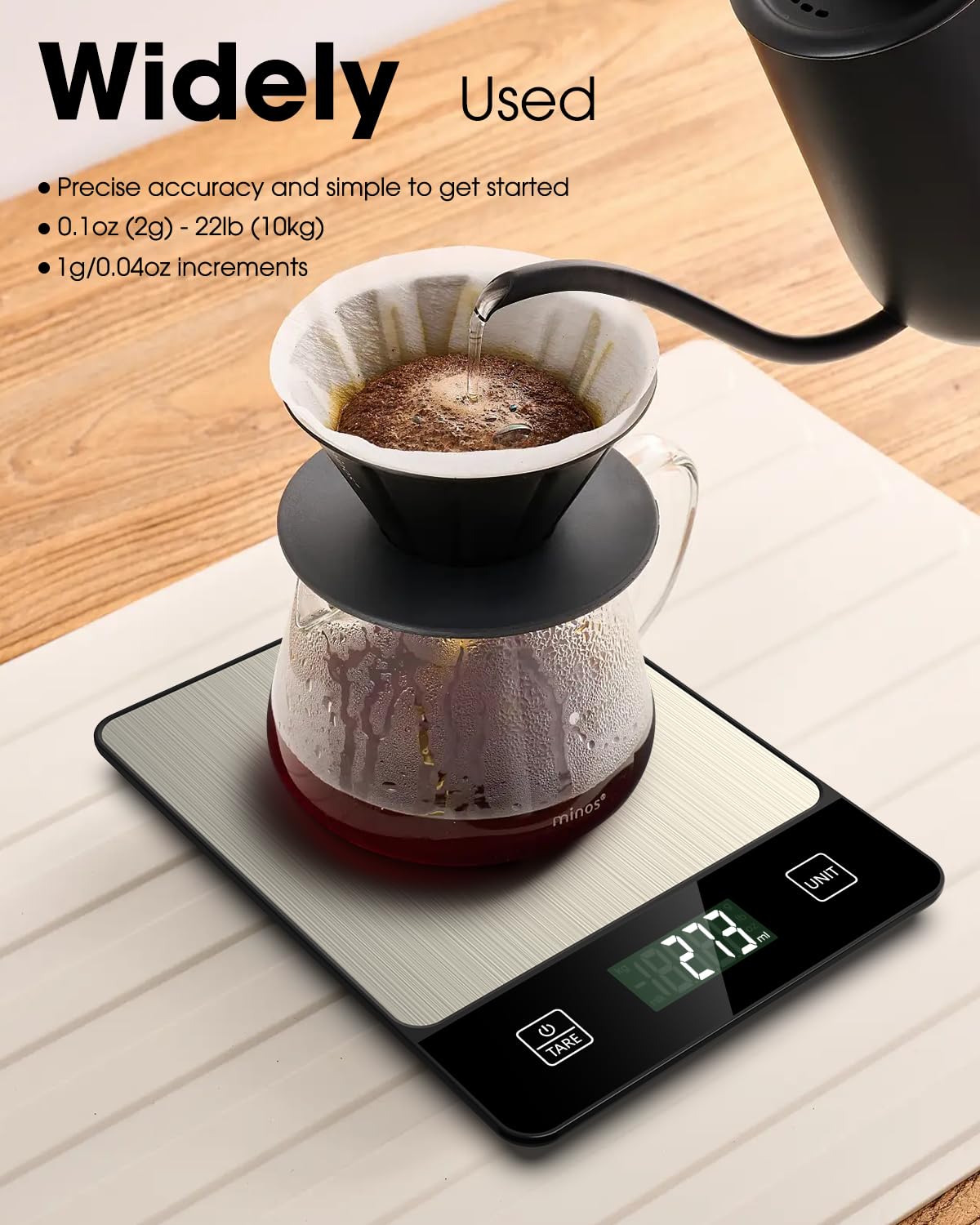 Mik-Nana Food Scale, 22lb Digital Kitchen Scale Weight Grams and Oz for Baking Cooking Coffee Meal Prep Package Postage, 6 Units with Tare Function, 1g/0.04oz Precise Graduation (Black)