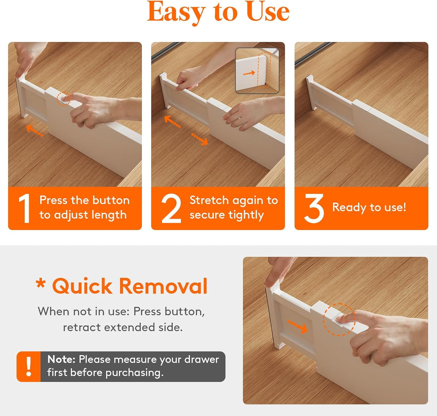 Lifewit 8 Pack Drawer Dividers 5" High, 13.5-22" Adjustable Clothes Organizers, Expandable Dresser Separators in Bedroom/Bathroom/Kitchen/Office