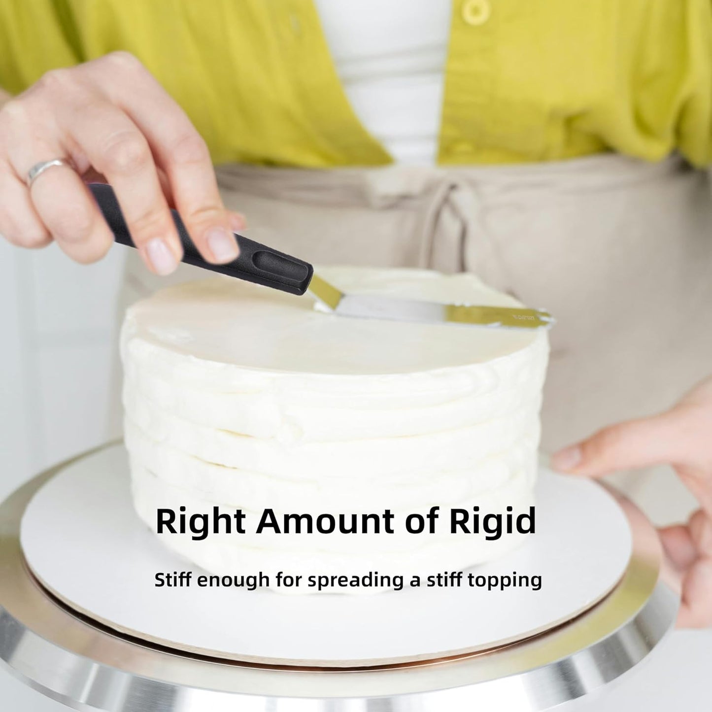 Cake Icing Spatulas with Non-Slip Handle 4 6 Inch Small Offset Palette Knife for icing smoother, Flat Pallet Knives for Baking or Frosting, Stainless Steel Cake Decorating Spatulas Angled Spatula