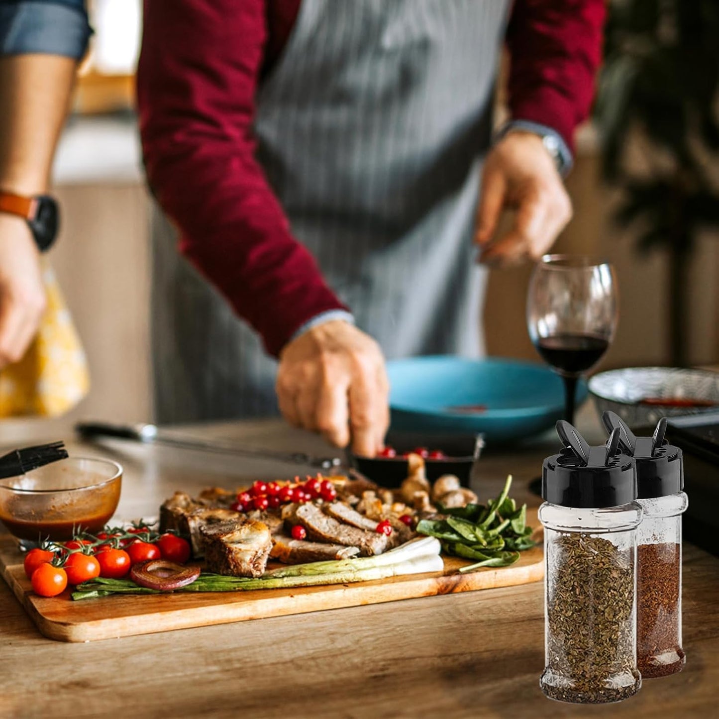 TUZAZO 3 oz Plastic Spice Jars with Shaker Lids and Labels, 14 Pcs Clear Empty Spice Bottles Seasoning Containers for Spice, Herbs and Seasoning Powders