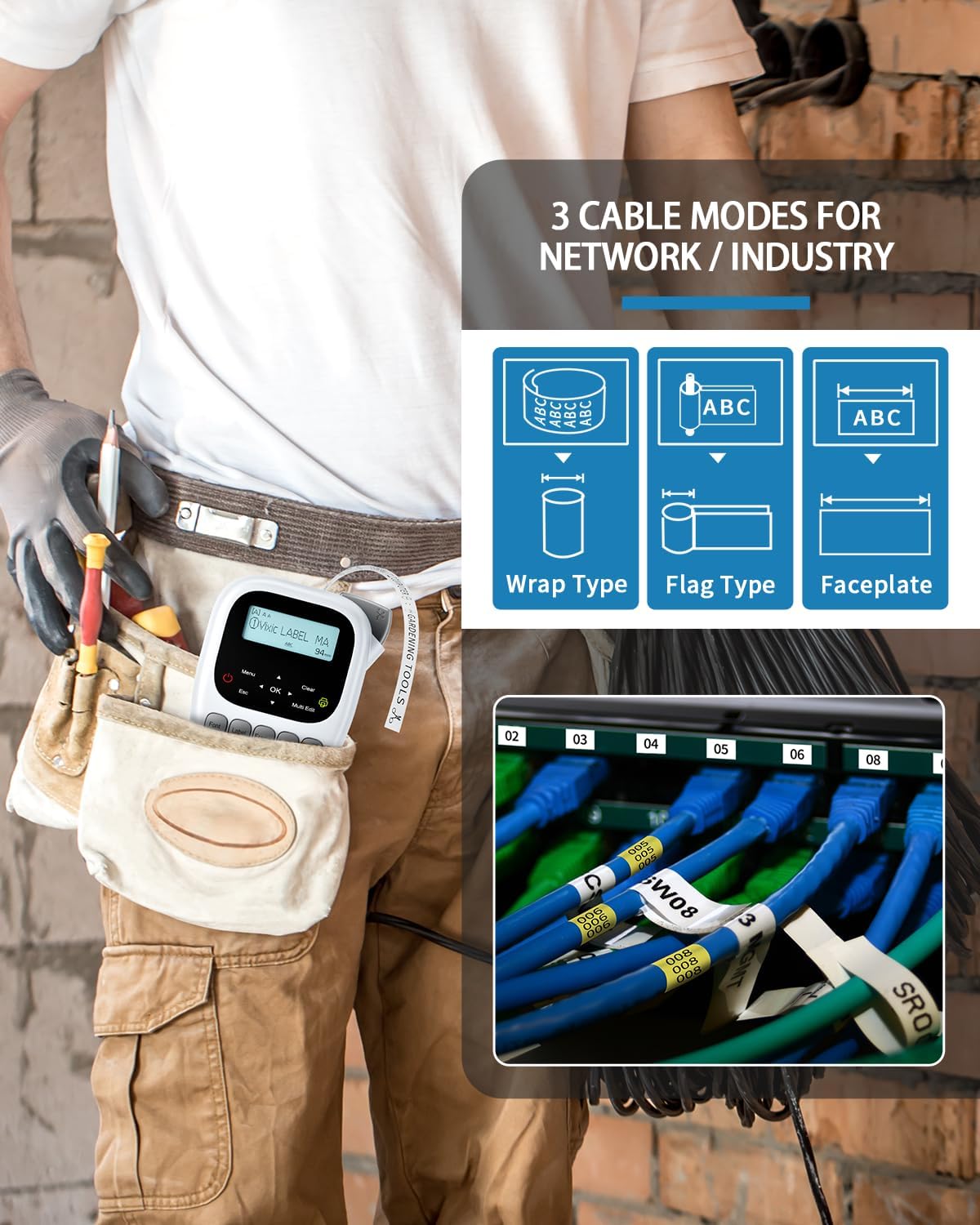 Label Maker, H1100 Label Maker Machine with-Tape, Portable Label Machine with Backlight Screen, Handheld Labeler Includes USB-C for Power, Multiple Font Icon for School Office Organization