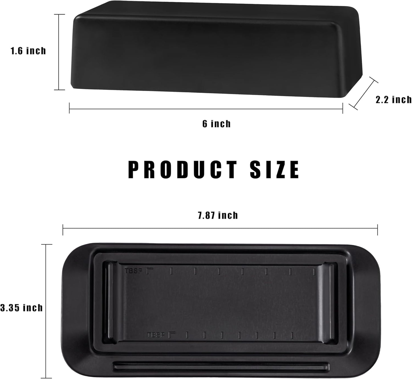 Butter Dish with Lid for Countertop, Butter Dish with Knife, Butter Keeper for Kitchen or Fridge, Bamboo Fiber Butter Tray, Butter Holder for 1 Stick Butter, BPA-free, Dishwasher Safe(Black)