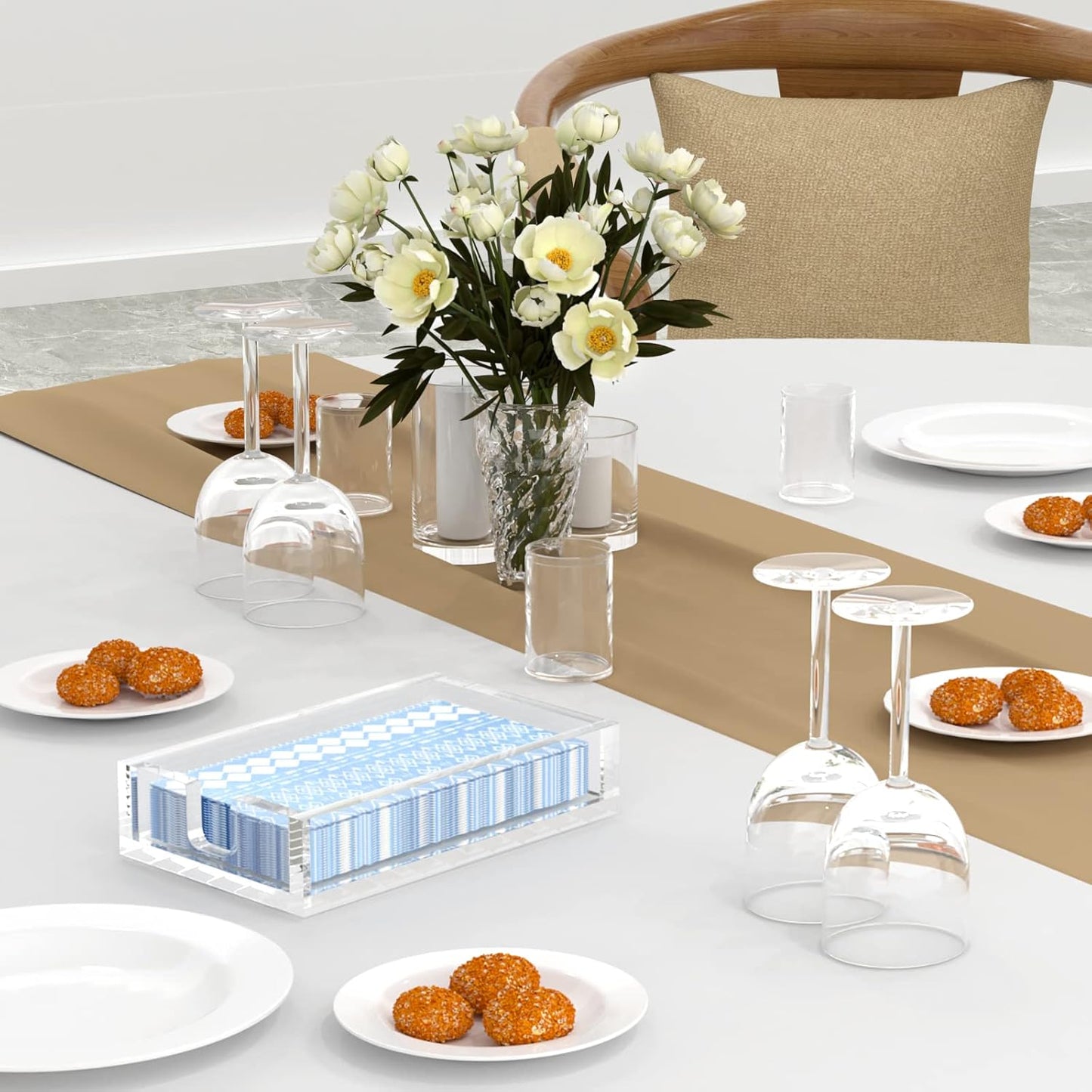 HIIMIEI Acrylic Napkin Holder for Bathroom, Acrylic Guest Towel Holder, Bathroom Napkins Guest Disposable Holder, Hand Towel Tray for Kitchen, Parties, Weddings, Party, Hotel, Restaurant(Clear)