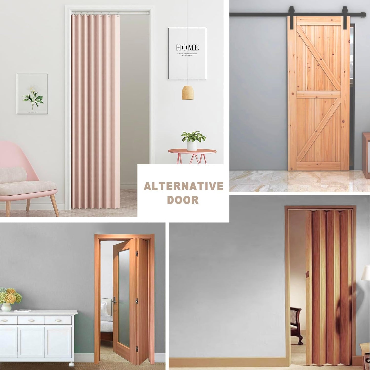 Vatge Accordion Style Doors Curtain - Pink Closet Curtains for Open Closet, 80 Inch Long Room Separation Curtains for Girls' Bedroom Door, and Open Closet Cover, 1 Panel with Tieback, W52 x L78, Pink