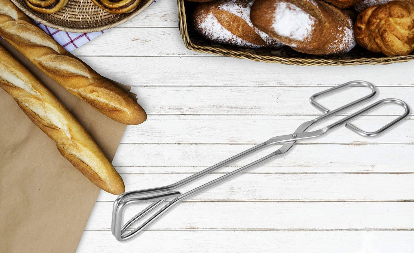 11-Inch Heavy Duty Stainless Steel Kitchen Tongs - Comfortable Ergonomic Grip, Scissor Design, Heat Resistant for BBQ and Cooking