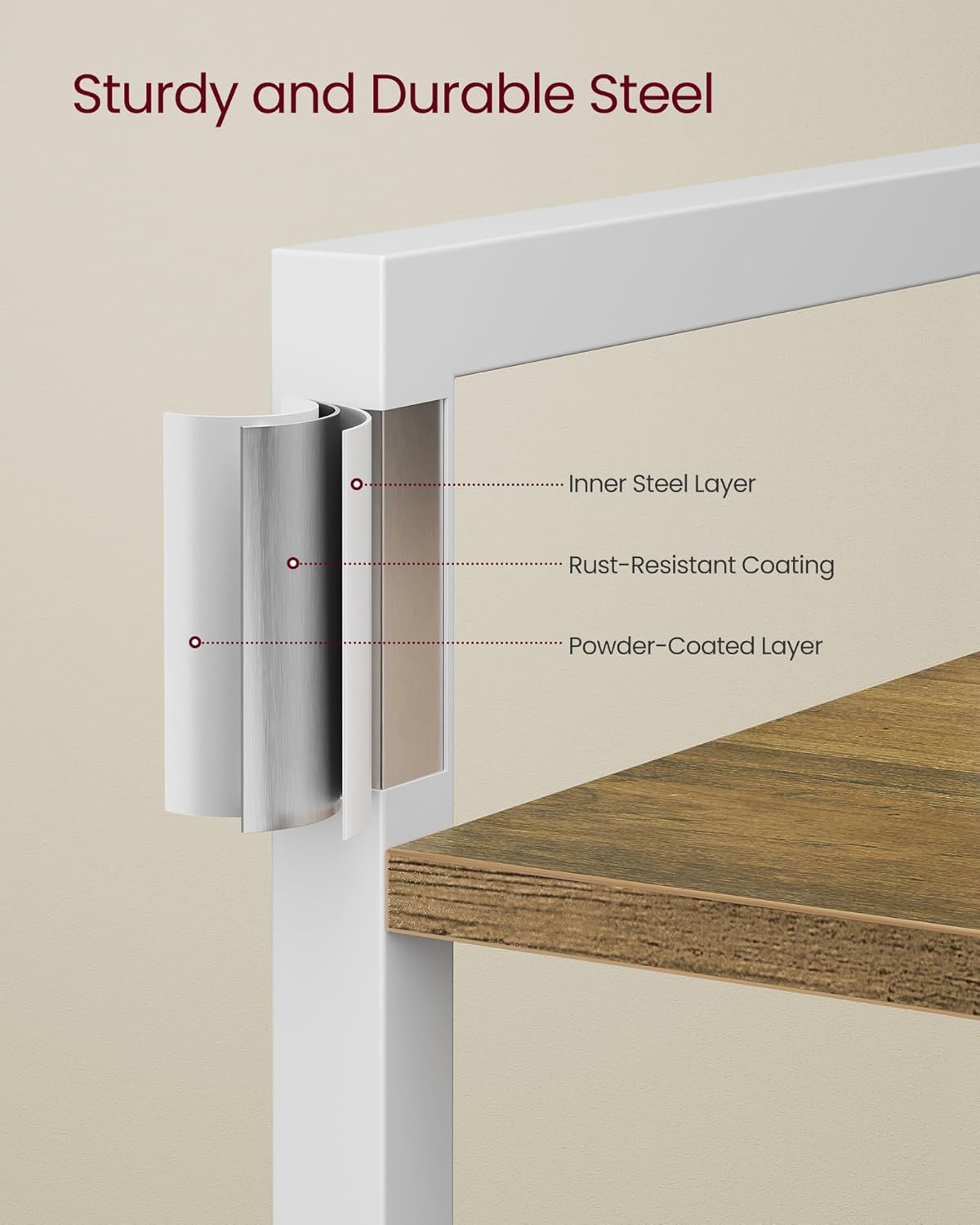 VASAGLE 6-Tier Bookshelf, Bookcase with Steel Frame, Book Shelf for Living Room, Home Office, Study, 11.8 x 15.7 x 73.2 Inches, Industrial Style, Honey Brown and Cloud White ULLS101K02