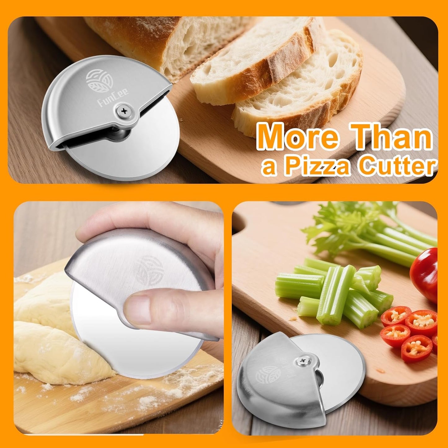 Premium Pizza Cutter Wheel with Sharp Blade For Cutting Through Pizzas, Crusts, Pies and More, Stainless Steel Knife with Ergonomic and Comfort Grip, Dishwasher Safe
