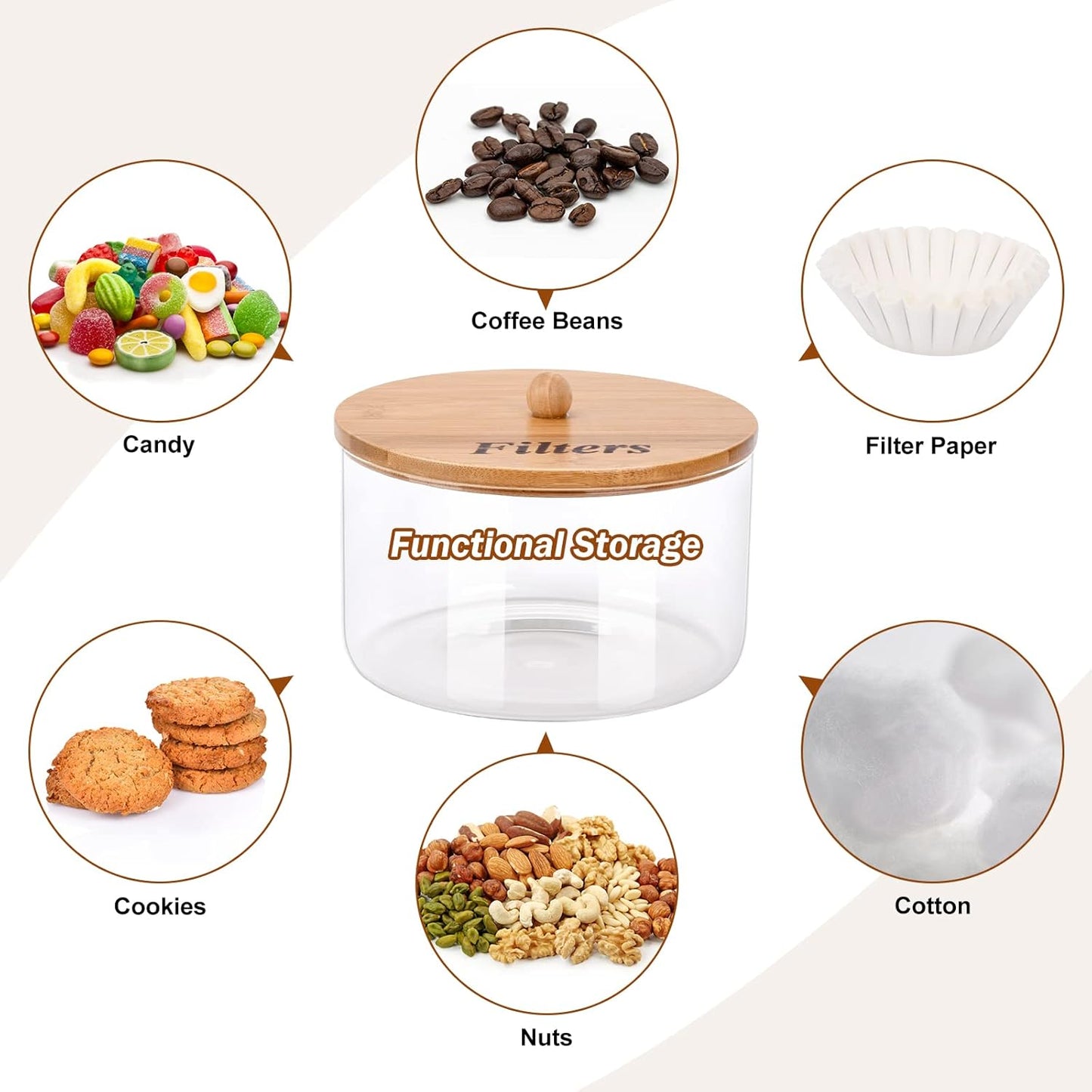 Coffee Filter Holder with Lid,Glass Coffee Filter Storage Container,Coffee Filter Dispenser,Rustic Coffee Filter Organizer Basket,Coffee Filter Container for Counter, Coffee Bar Accessories Decor