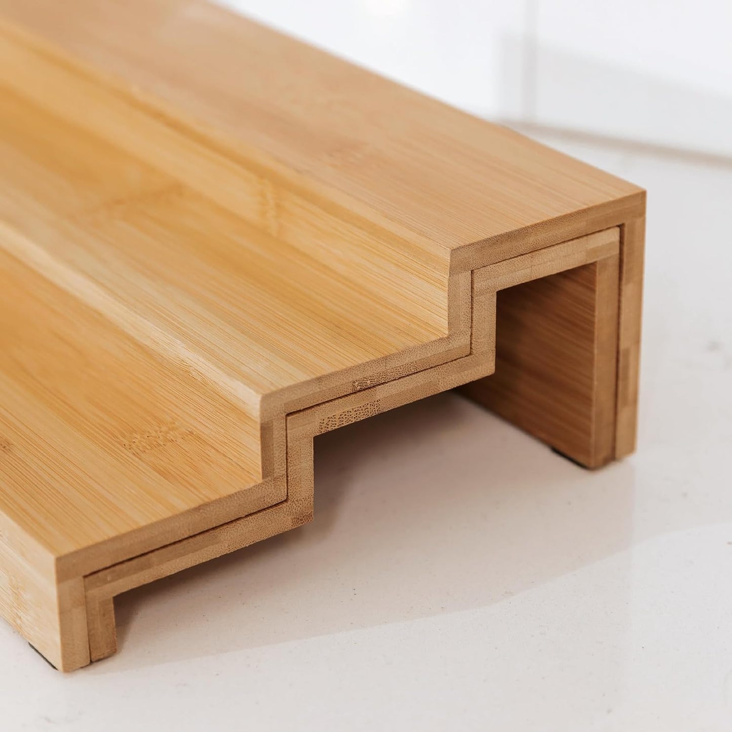 KitchenEdge Expandable Spice Rack Organizer for Cabinet, 3-Tier Shelf for Spice Organization (11” to 22”), Fits 36 Spice Jars, Seasoning and Pantry Storage, Non-Slip Feet, 100% Bamboo Wood