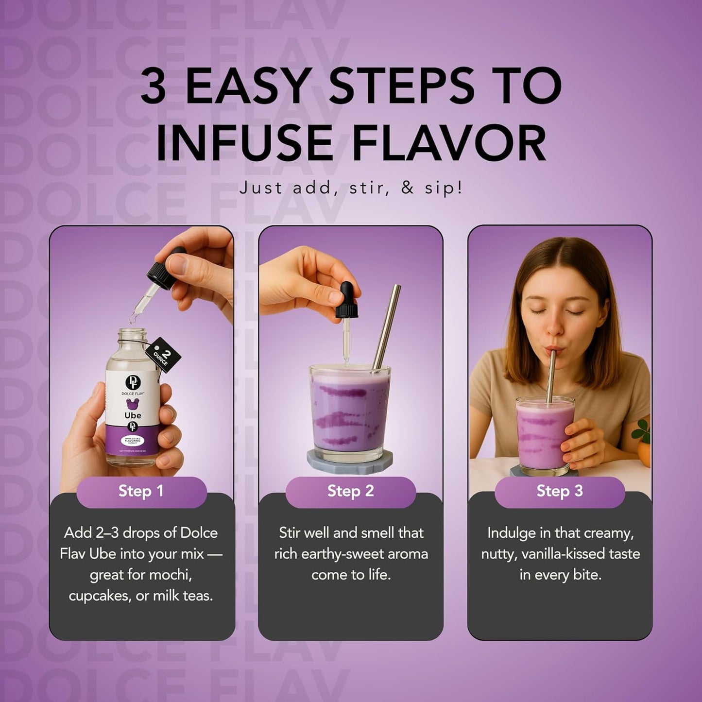 Dolce Flav Clear Ube Extract - 2 Ounce Water-Soluble Multipurpose Flavoring Ideal for Ice Cream, Cookies, Boba, Coffee & Pastries - Purple Yam Flavoring - Perfect Kitchen Gift for Holidays