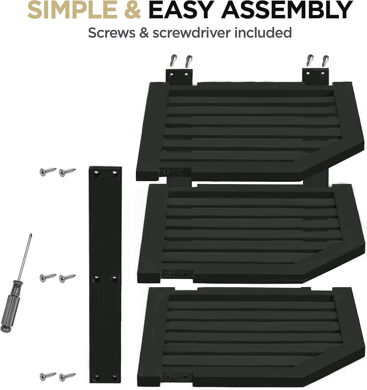 Cabinet Organizer Shelf - Bamboo Corner Rack for Kitchen Counter, Cabinet Space Saver for Plates, Dishes, Bowls, Bread Pantry, Bathroom Storage or Countertop Stand, Black