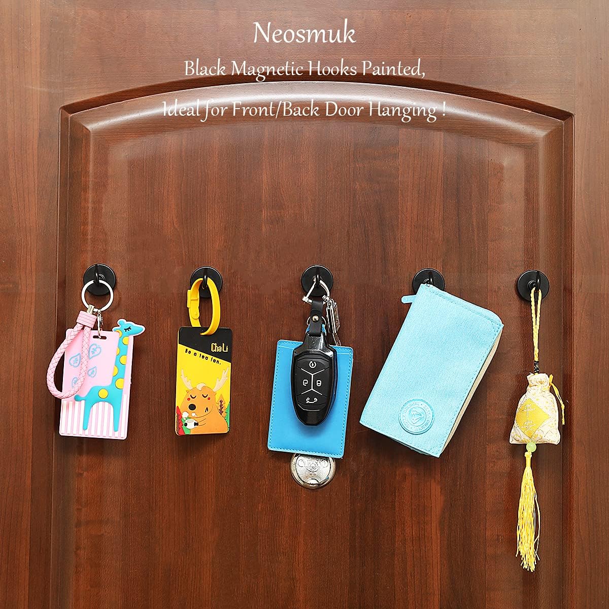 Neosmuk Black Magnetic Hooks Heavy Duty,Extra Strong Magnet with Metal Hook for Refrigerator, Super Magnet for Cruise,Grill, Kitchen,Classroom,Large Magnetic Hanger for Door,BBQ,Tools.