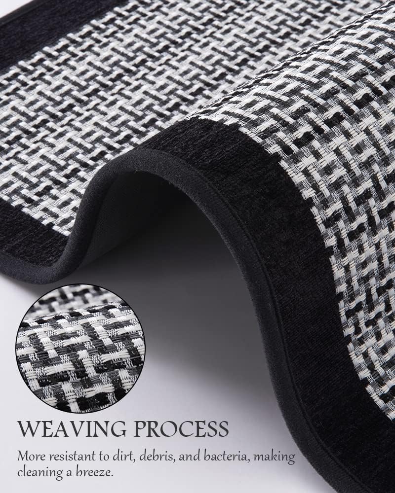 PADOOR Kitchen Mats for Floor, Kitchen Rugs Non Slip Washable, Rubber Backed Kitchen Runner Super Absorbent Kitchen Floor Mat Sink Rug, 20”x47” Black