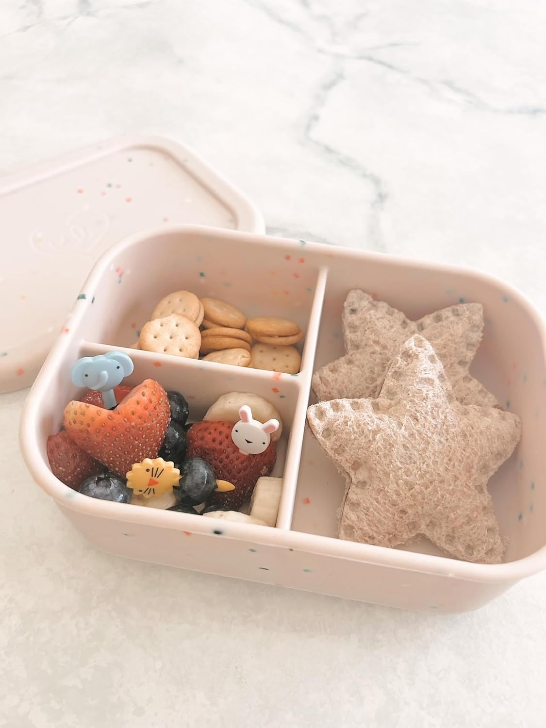 Ullabelle Leak Proof Bento Box Food-Grade Silicone Bento, BPA, Phthalate, Lead, & PVC Free - Bento Lunch Box for Daycare, Kids, & Adults - Leak Resistant Sets With Lids Snack Box Container (Peach)