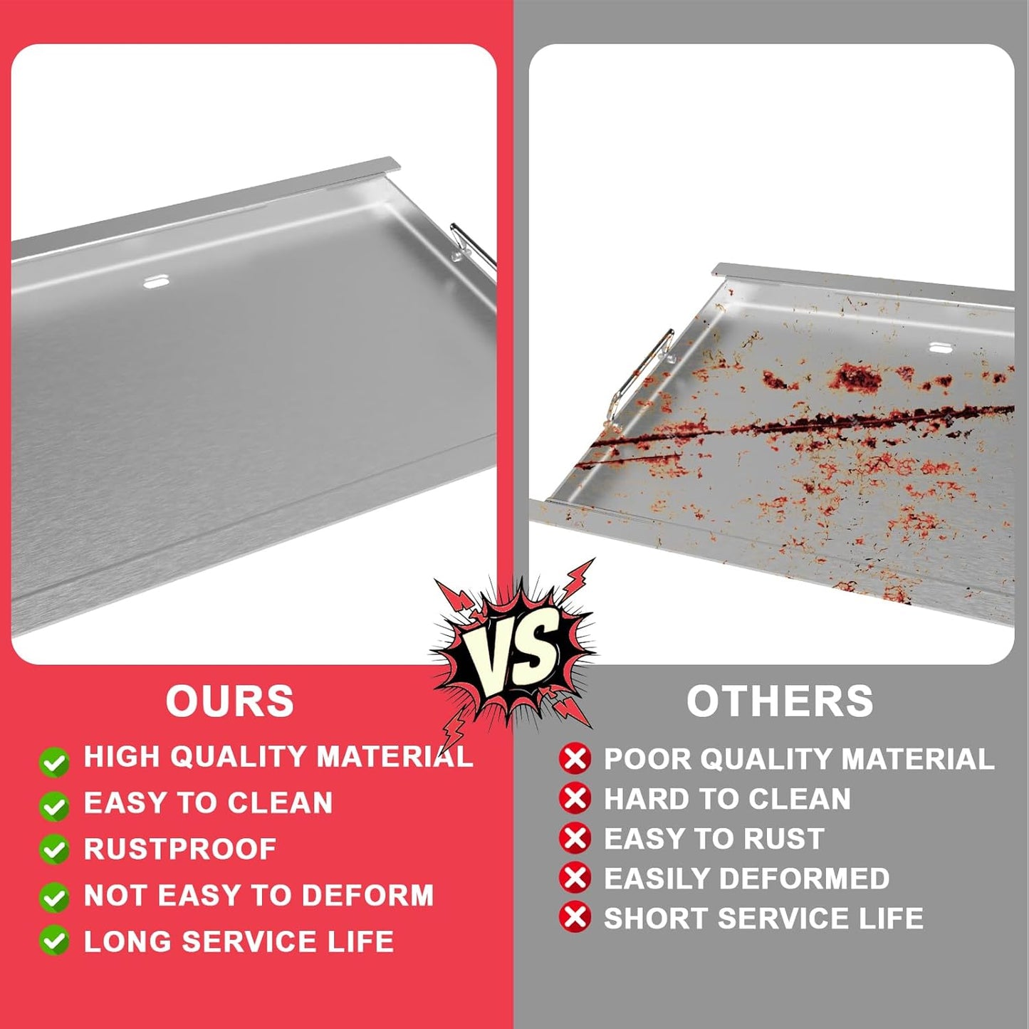 Upgrades Full-Size Griddle Inserts for Ninja PG300 Series Grill Accessories, Stainless Steel Sizzle Griddle Plate for Ninja FlexFlame Grills, for Flex Flame XSKHLFGRIDLE Accessories, 24" x17"