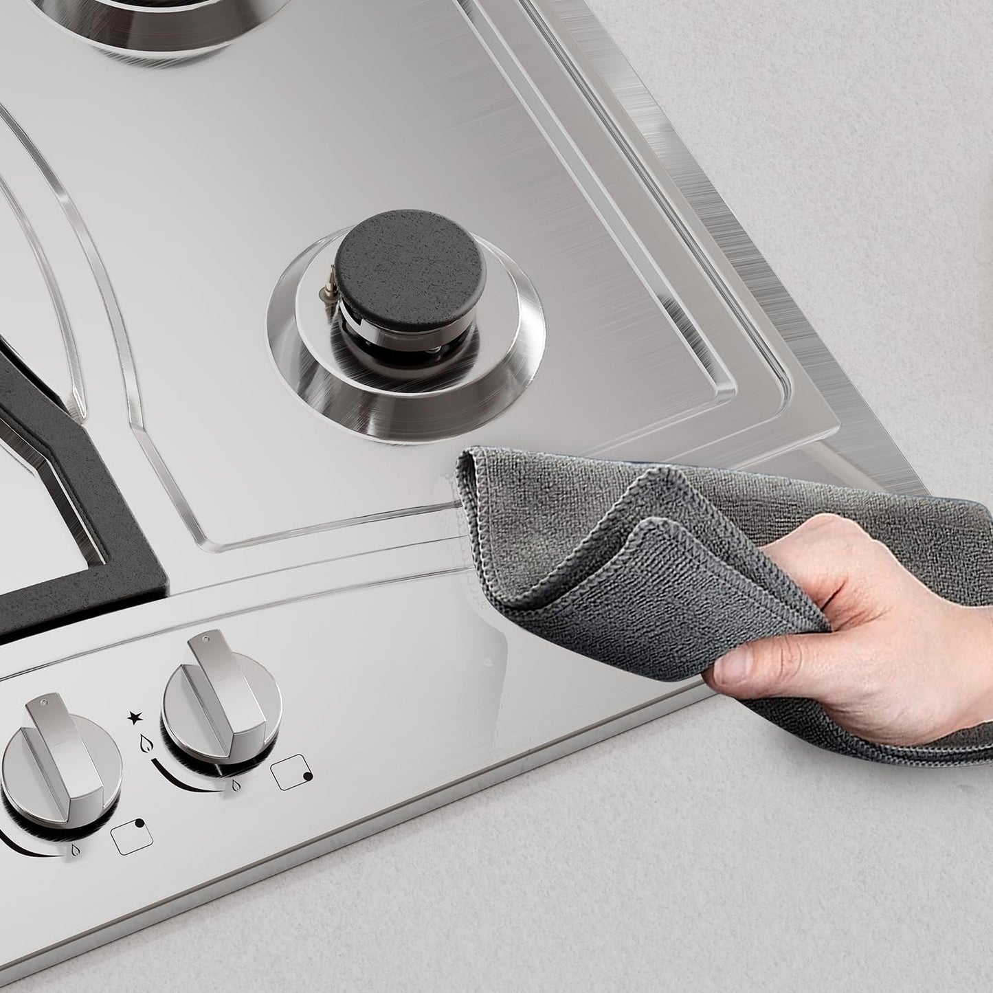 Empava 30" Gas Cooktop with 5 Italy Sabaf Sealed Burners, NG/LPG Convertible, Stainless Steel in Black Model 2020