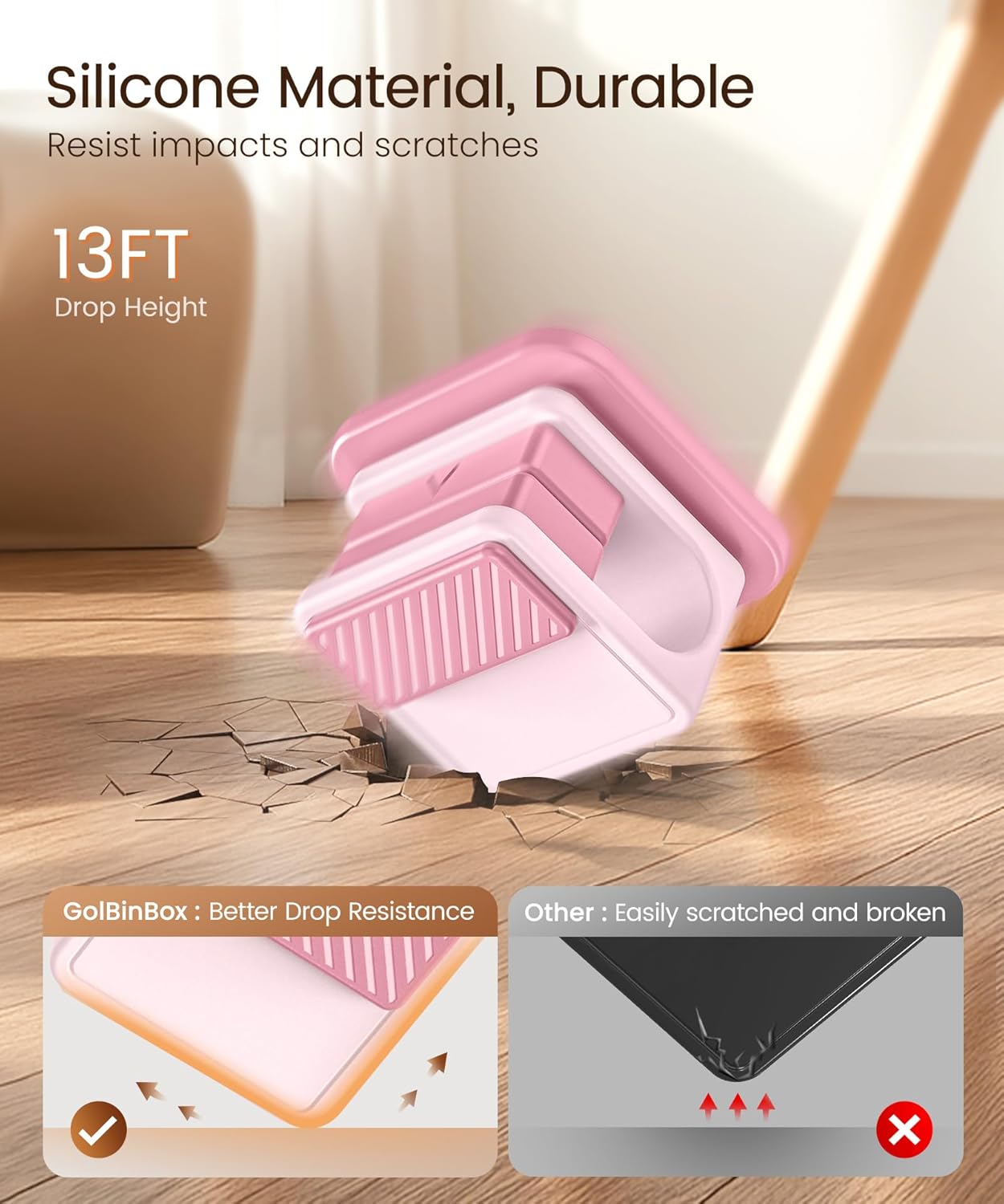 6 Pack Magnetic Cable Clips, Glow in The Dark Cable Holders, GolbinBox Cord Organizer with Shockproof Silicone, Fits up to 8mm Adhesive Cord Clips for Desk, Wall, Nightstand, Car, Home, Office, Pink