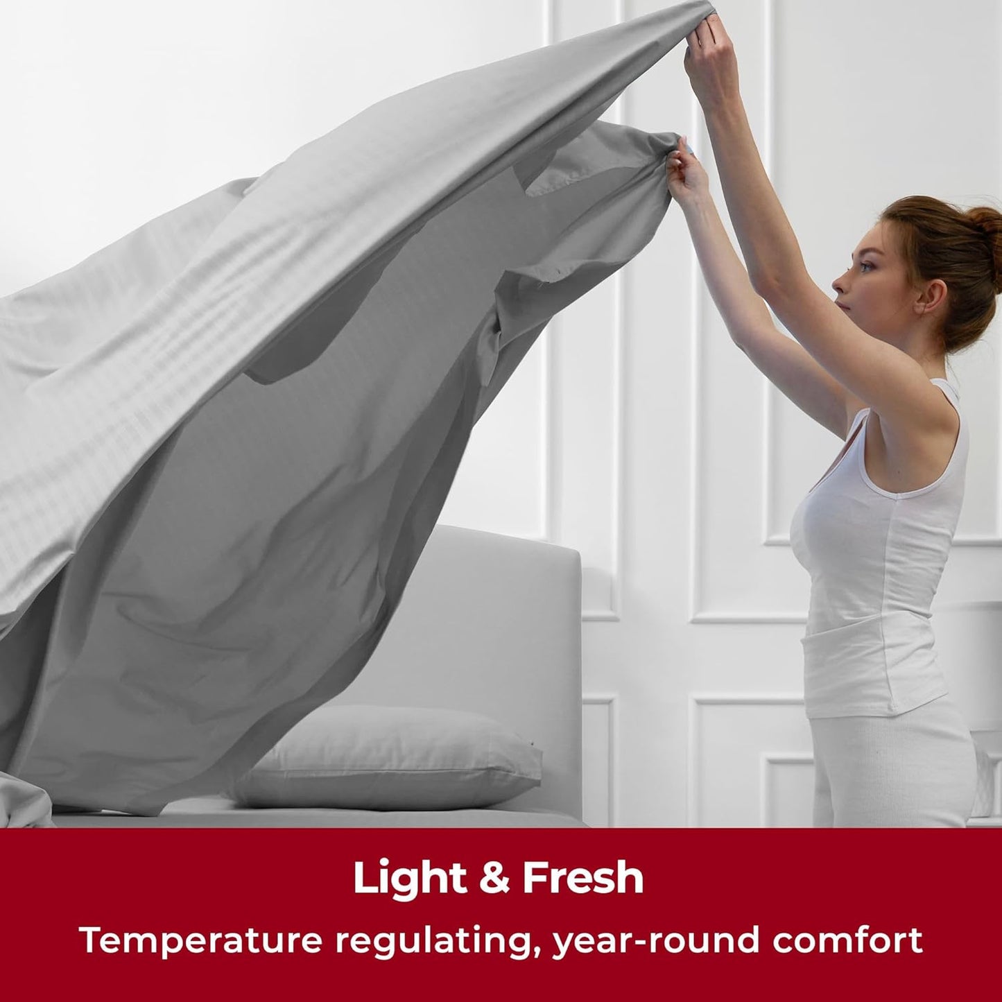 Mellanni Twin XL Sheets Set - 3 PC Iconic Collection Bedding - Hotel Luxury, Extra Soft, Cooling Bed Sheets - Wrinkle, Fade, Stain Resistant (Twin Extra Long, Striped Gray/Silver)