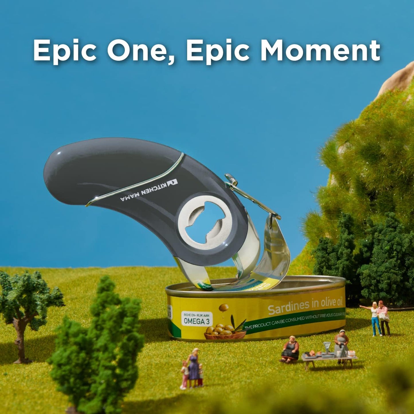 Kitchen Mama Epic One Multifunction Opener: Magnetic Bottle Opener, Beer Soda Opener, Effortless Jar Lid Opener for Seniors Elderly with weak Hand and Arthritis, Essential Kitchen Gadget (Metal Gray)