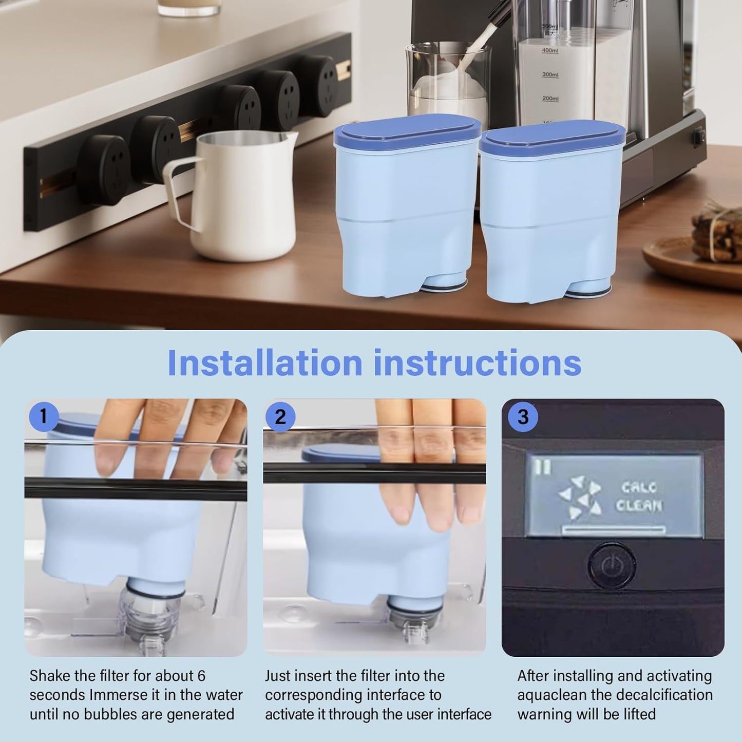 Coffee Filter Compatible with Philips AquaClean Coffee Machines, CA6903 Aqua Clean Calc and Water Filter,Reduces Formation of Limescale(2 Pack)