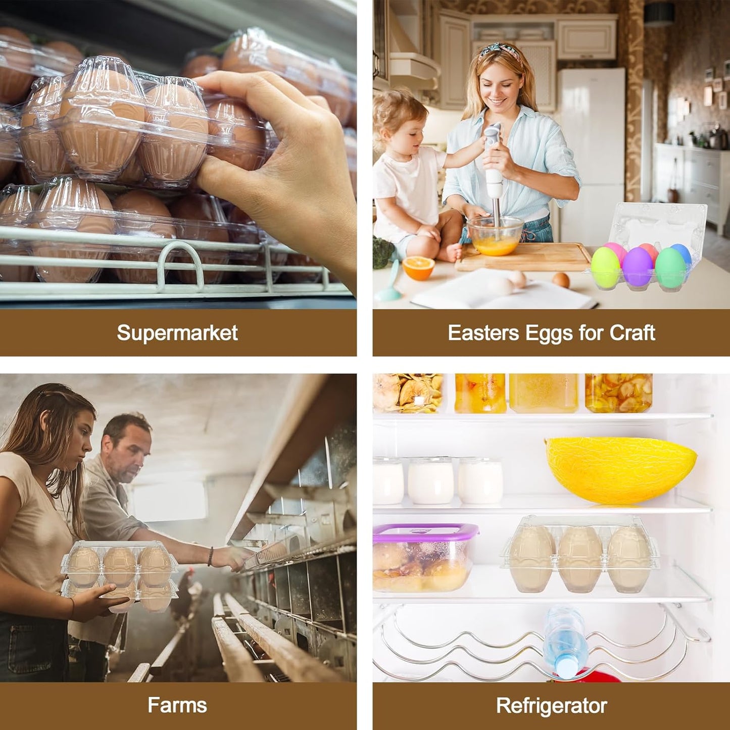 100 Pack Egg Cartons 6 Count - Medium Egg Cartons Cheap Bulk - Half Dozen Egg Carton for Farmers Market, Kitchen Organization and Storage