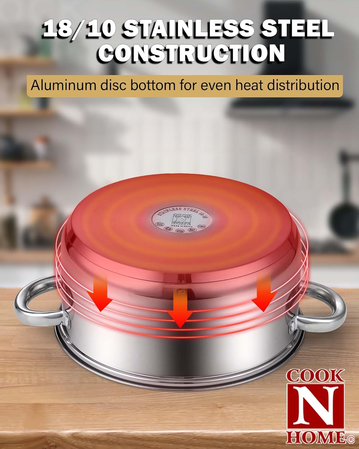 Cook N Home Sauce Pot Stainless Steel Stockpot with Glass Lid, Basic Saucier Casserole Pan Set, 6 Piece Set