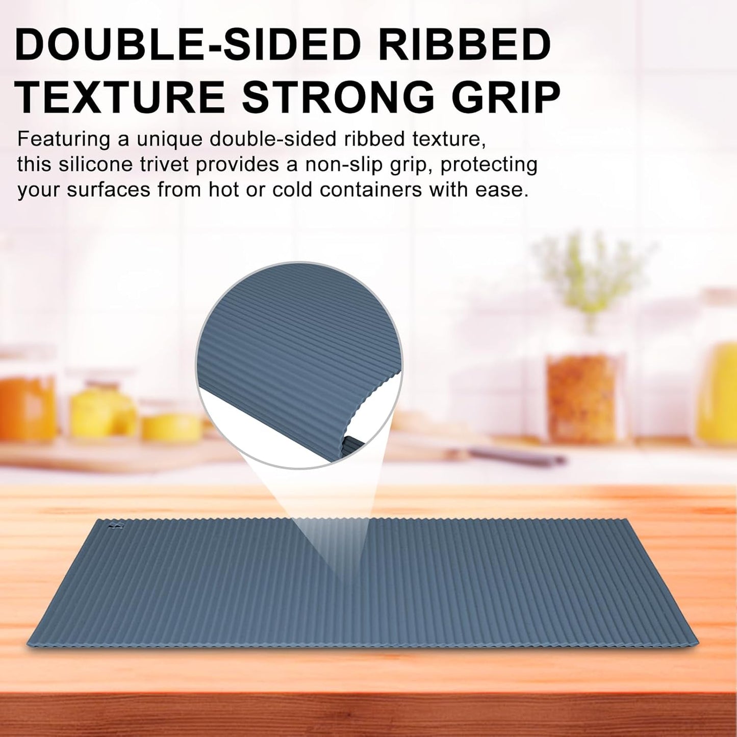 2 Pack 9.5"x14.2" Trivets for Hot Dishes, Hot Pads for Kitchen, Silicone Trivets for Hot Pots and Pans, Hot Plates to Protect Table, Heat Resistant Silicone Trivet Grey (Dark Grey, 9.5"x14.2")