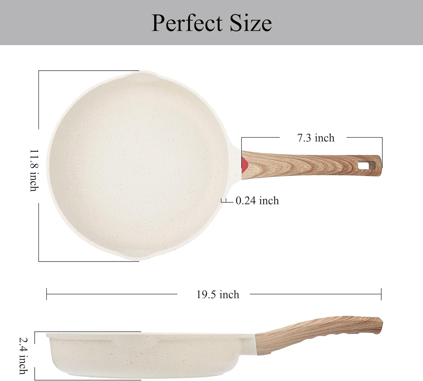 Vinchef Nonstick Frying Pan Anti Scratch,11 Inch Skillet Cast Aluminum Cookware, Induction Compatible White