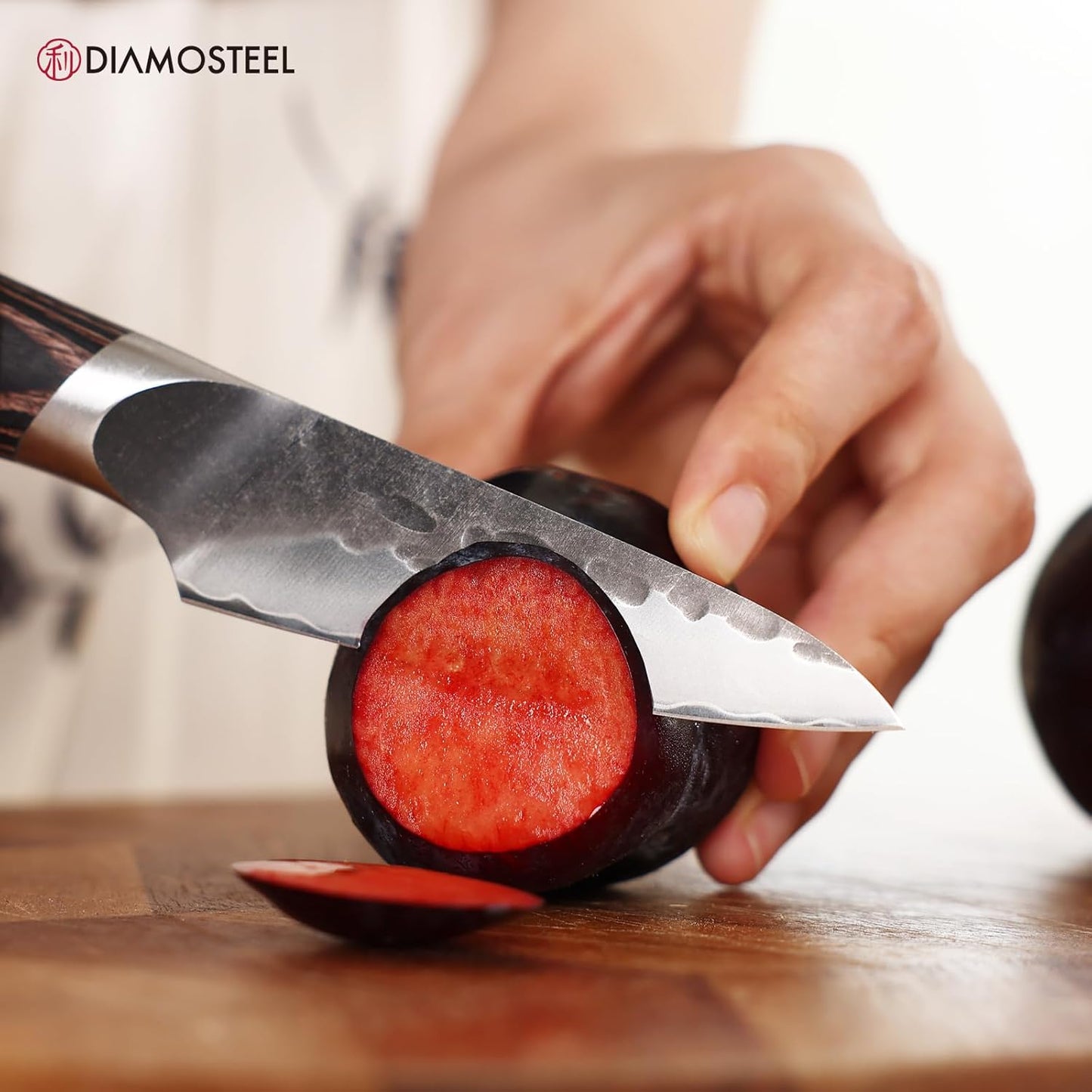 Paring Knife - 3.5-Inch Professional Kitchen Knife - Hammered Black Oxide Blade Japanese 9CR18MOV High Carbon Stainless Steel Sharp fruit Knife - Ergonomic Pakkawood Handle with Present Box