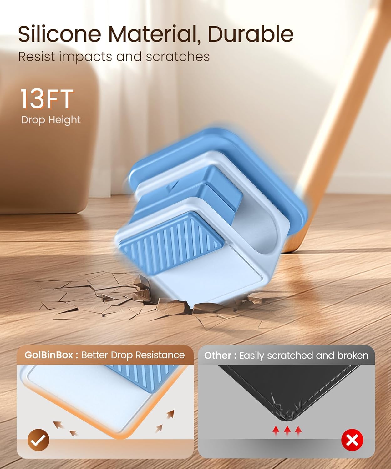 6 Pack Magnetic Cable Clips, Glow in The Dark Cable Holders, GolbinBox Cord Organizer with Shockproof Silicone, Fits up to 8mm Adhesive Cord Clips for Desk, Wall, Nightstand, Car, Home, Office, Blue