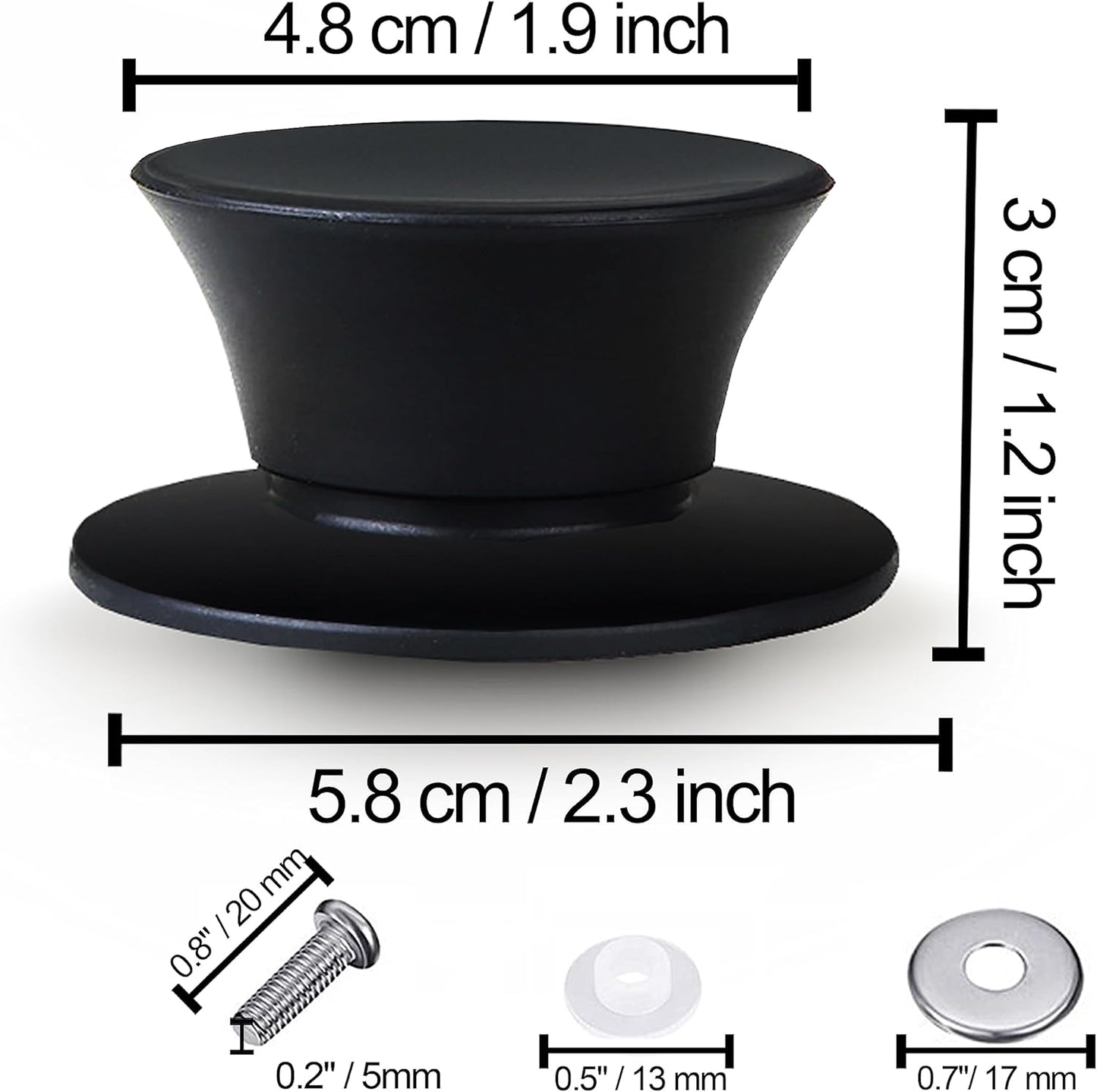 Anaeat Universal Pot Lid Replacement Knobs - Heat Resistant Silicone Pan Lid Holding Handles, Soft Non-Slip Knob for Kitchen Cookware Lid & Cover (2 Pack Black)