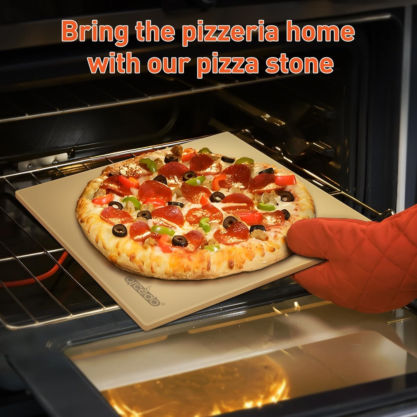 Pizza Stone For Oven and Grill 13 Inch, Baking Stone For Bread Thermal Shock Resistant BBQ Grilling Square Pizza Pan Cordierite Cooking Pan with PE Scraper
