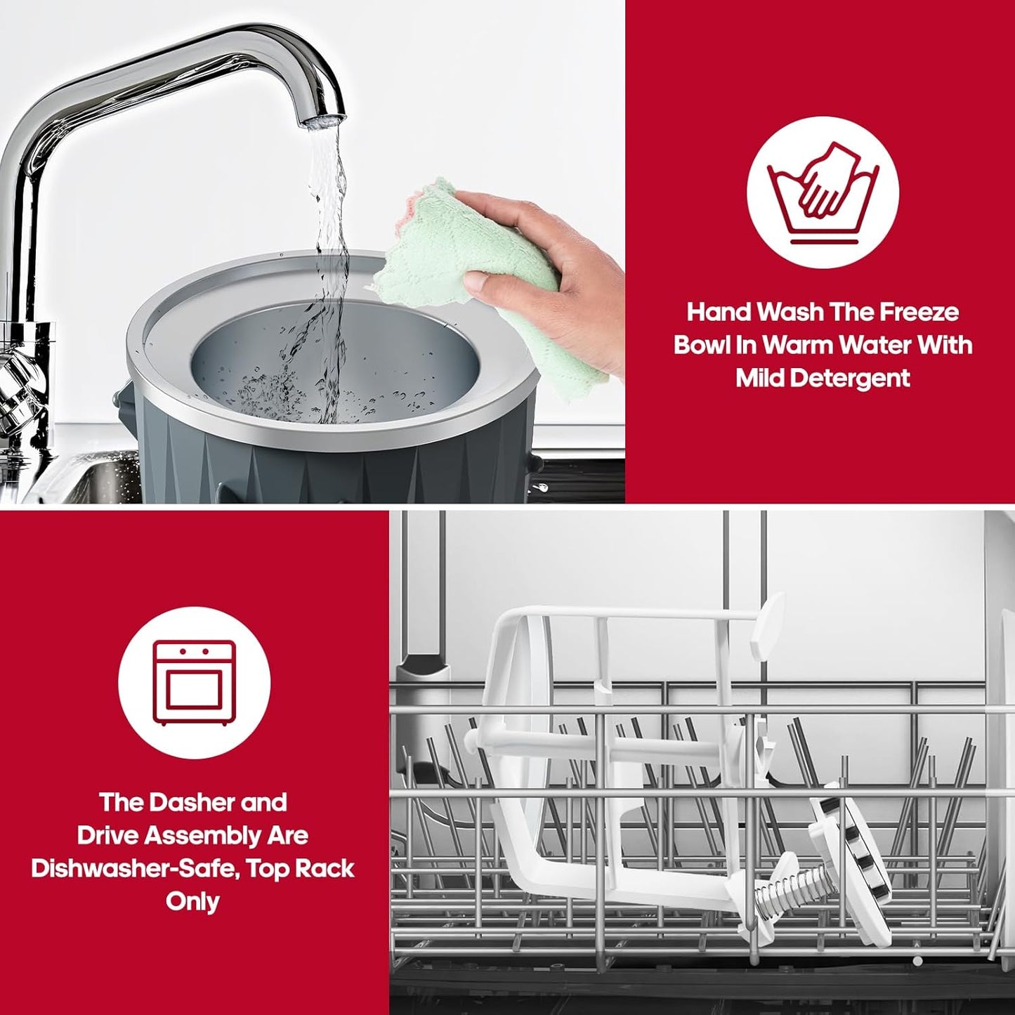 InnoMoon Ice Cream Maker Attachment for KitchenAid Stand Mixer, Compatible for Kitchenaid 4.5QT/5QT/6QT/7QT Stand Mixer, 2-Quart Frozen Yogurt, Sorbet Gelato Maker, Kitchen aid Ice Cream Maker (Gray)