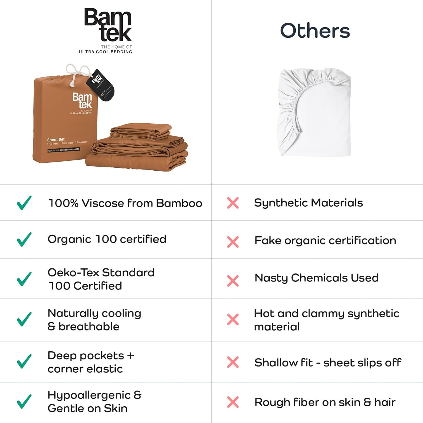 100% Viscose from Bamboo Sheets California King Size, Super Soft Bedding Set, 4PC Cooling Sheets for Hot Sleepers, Vegan Silk Moisture Wicking, Organically Grown Bedsheet, Almond - 72" x 84"