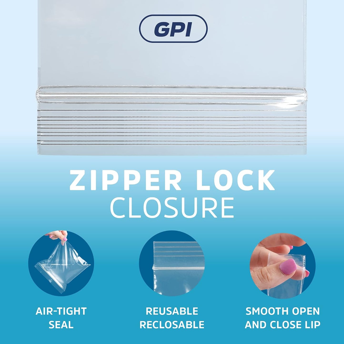 GPI - 10" x 13" - Bulk Case of 1000, 4 Mil Thick, Heavy Duty, Clear Plastic Reclosable Freezer Zip Bags, Strong & Durable Poly Baggies with Resealable Zipper Top Lock.