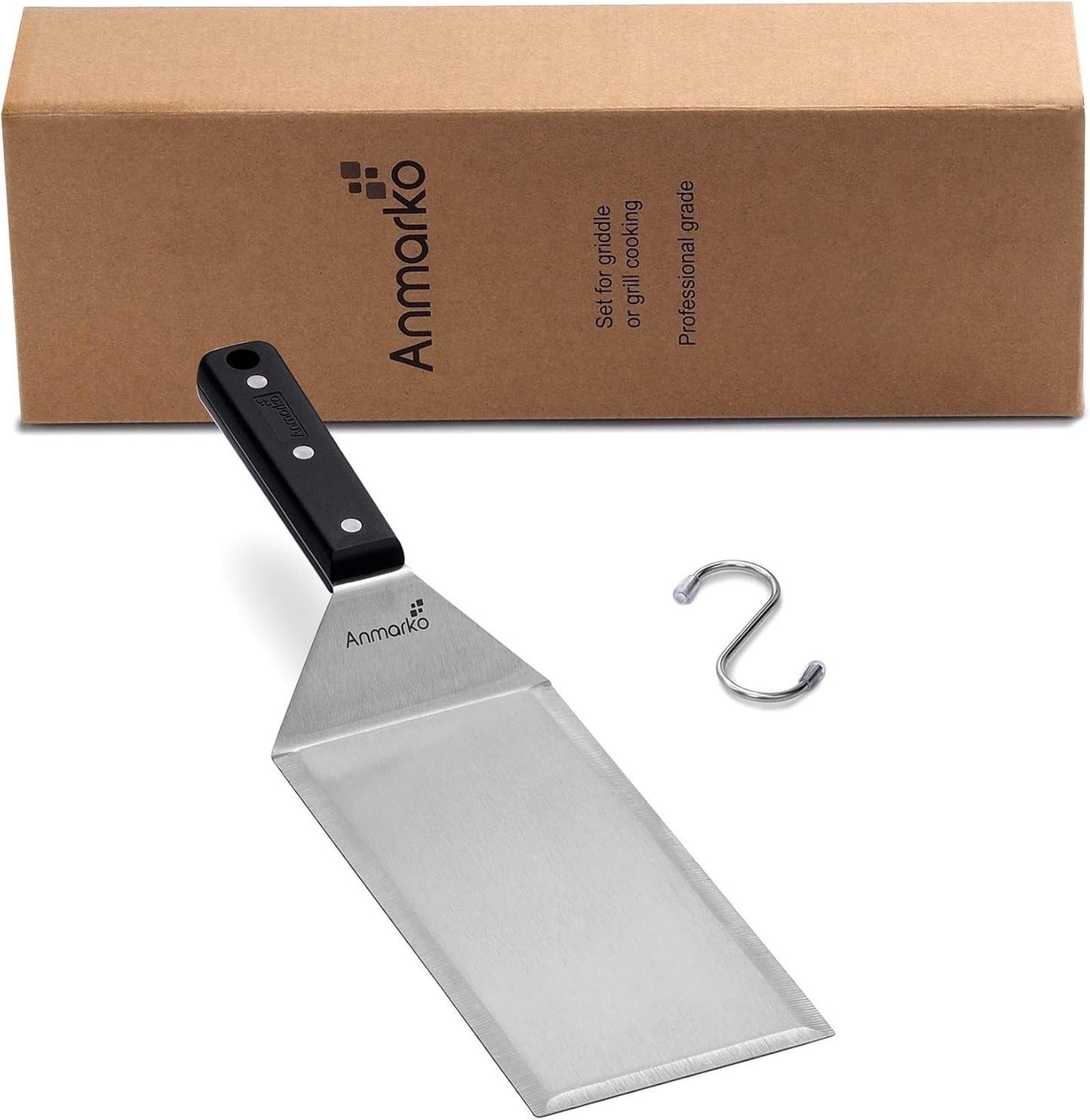 Turner 4x8 Stainless Steel Metal Griddle Spatula - Griddle Accessories 4 x 8 in Hamburger Turner Scraper - Pancake Flipper - Great for BBQ Grill and Flat Top Griddle - Commercial Grade