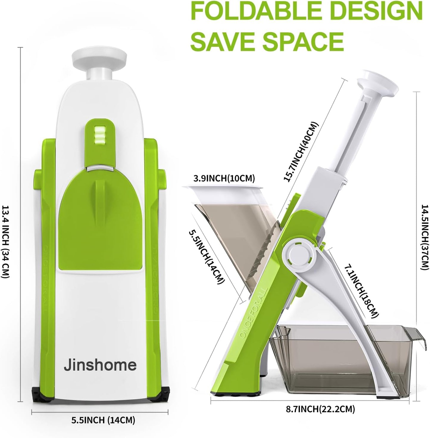 Safe Mandoline Slicer and Vegetable Chopper, Multi Potato Slicer for Kitchen, 4 Modes 100+ Presets Thickness Adjustable,(Green)