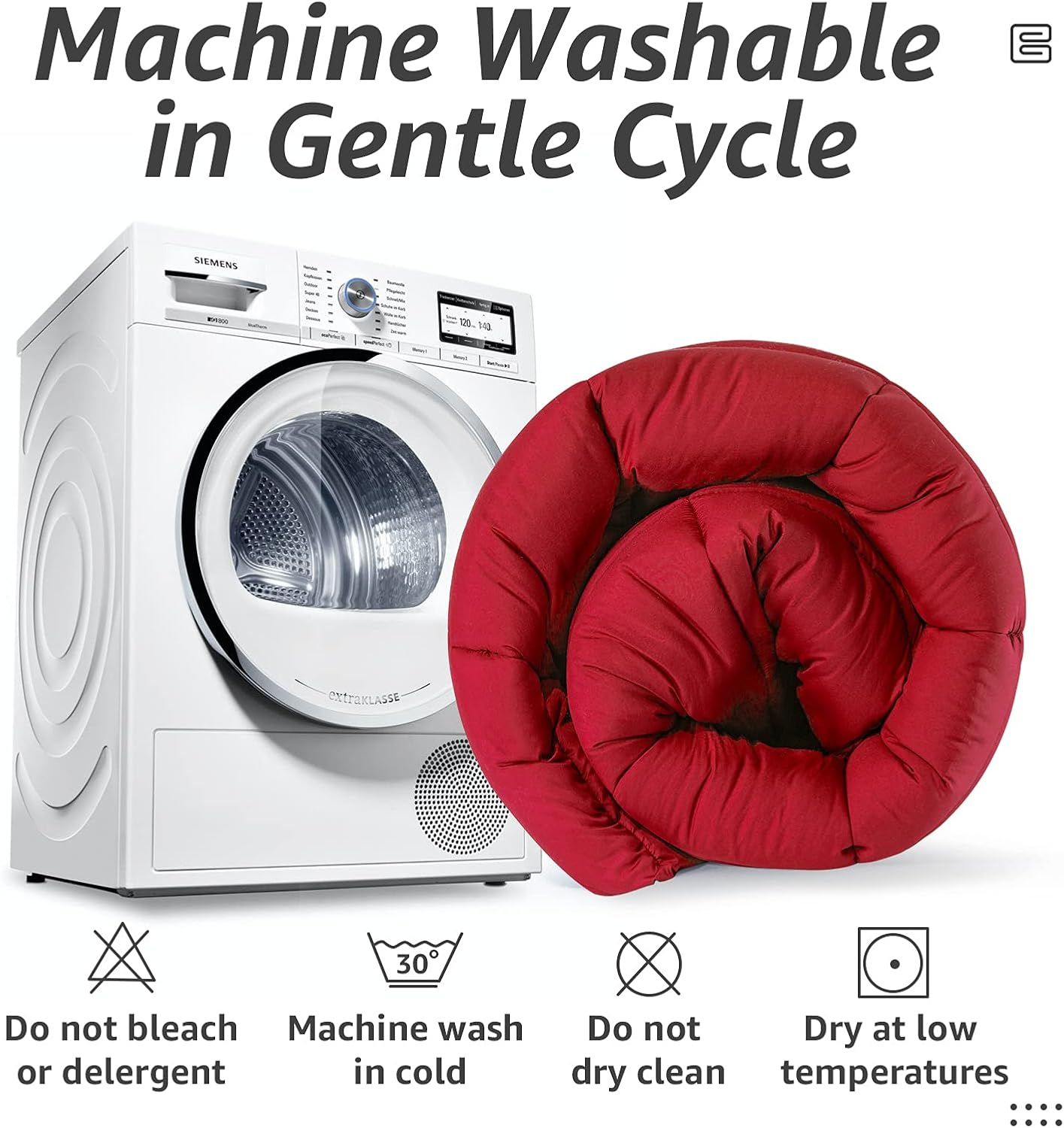 HYLEORY All Season King Size Bed Comforter - Cooling Down Alternative Quilted Duvet Insert with Corner Tabs - Winter Warm - Machine Washable - Red