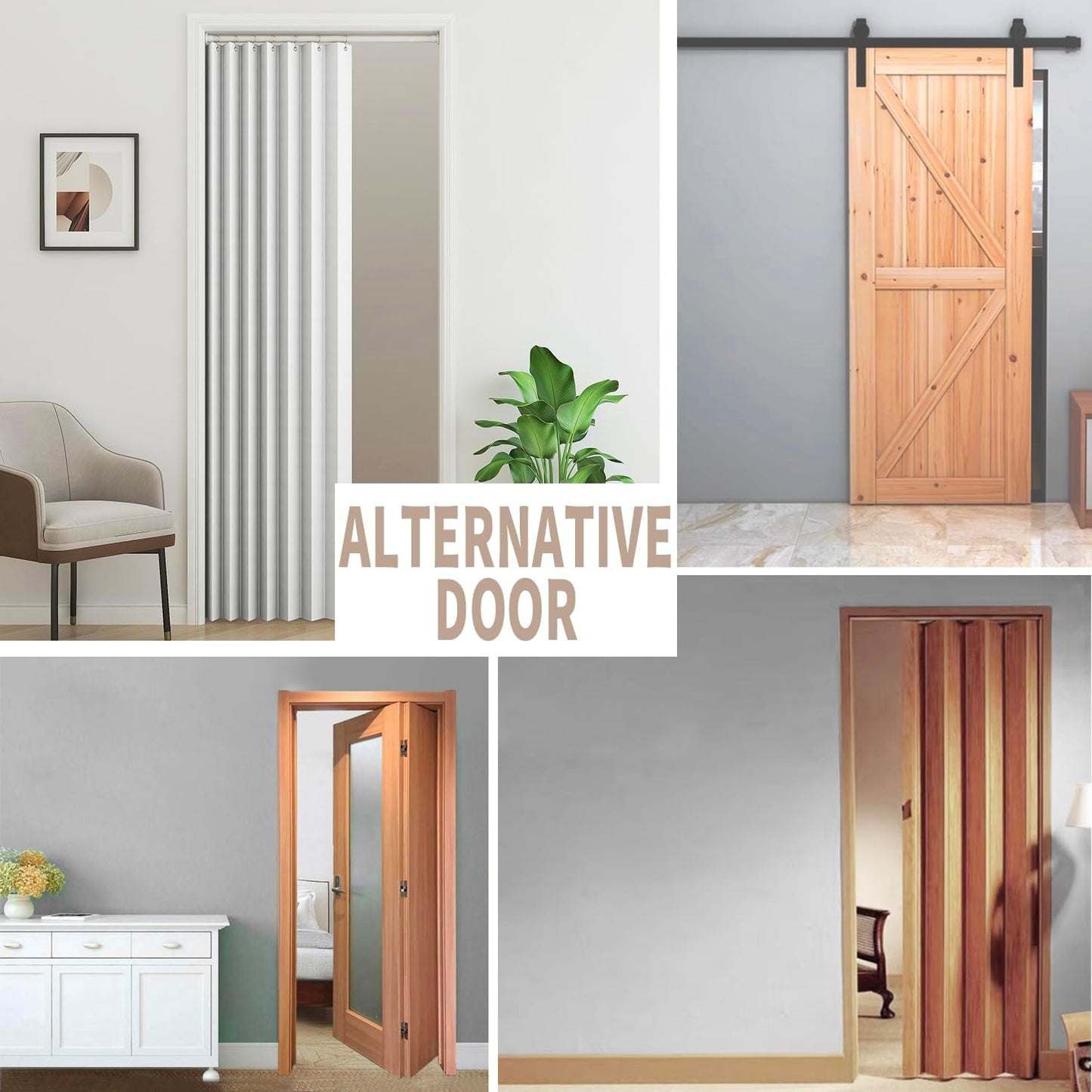 Vatge Accordion Door Curtains for Closet, Laundry Room Curtain for Doorway, Hallway Curtain for Space Privacy, 1 Panel with Tieback, W39 x L78, Stone White