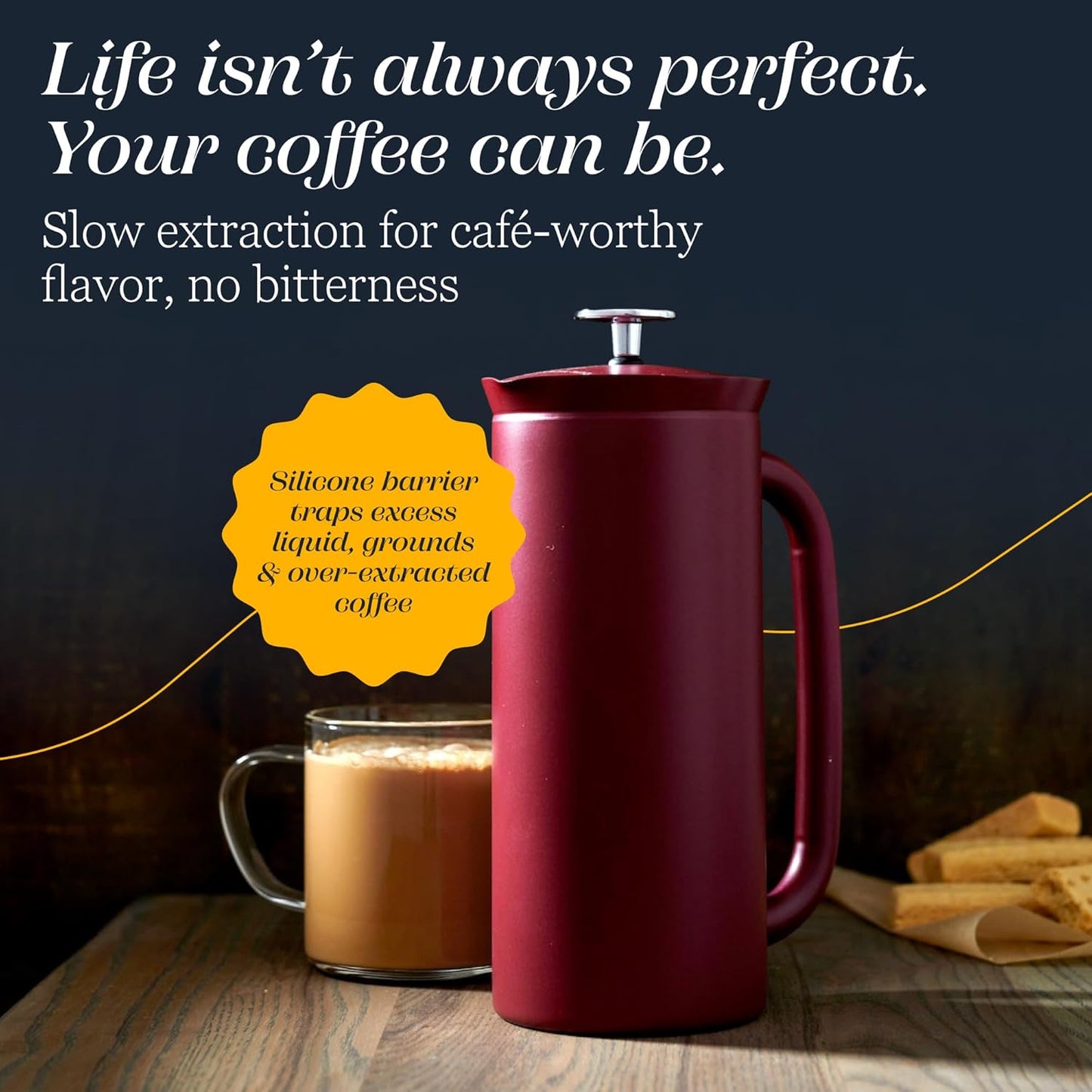 ESPRO P7 French Press Coffee Maker - Double-Walled Stainless Steel Insulated with Micro-Filter, 18 Ounces, Cranberry
