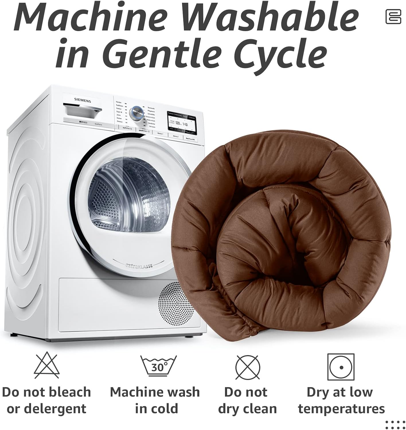 HYLEORY All Season Queen Size Bed Comforter - Cooling Down Alternative Quilted Duvet Insert with Corner Tabs - Winter Warm - Machine Washable - Mocha Coffee